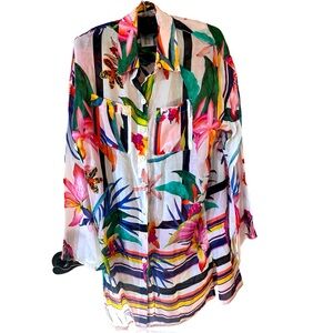 Trina Turk Tropical Botanical Print Cover-up/Tunic